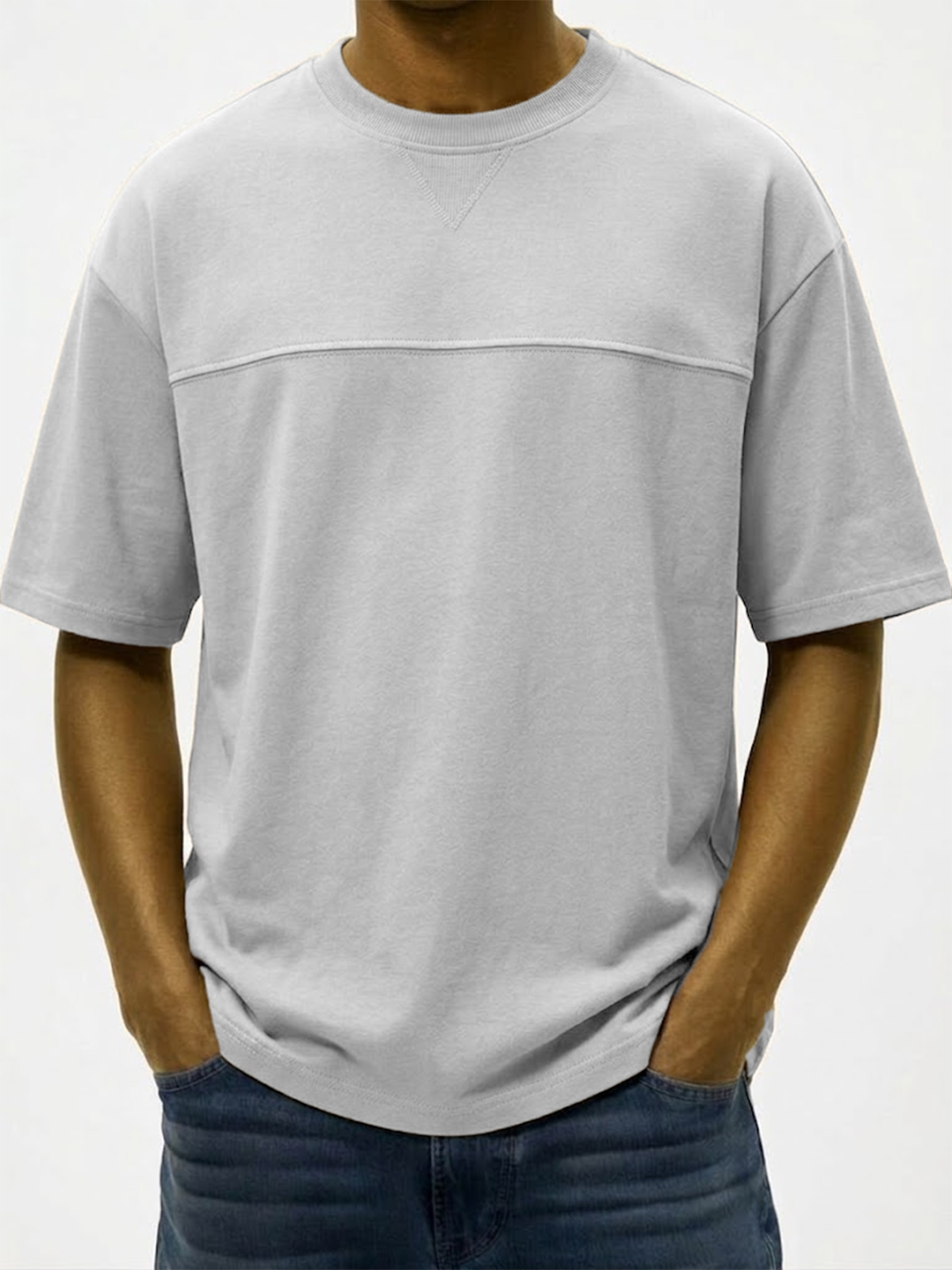 Men's Deconstructed Patchwork Crew Neck Pullover T-shirt