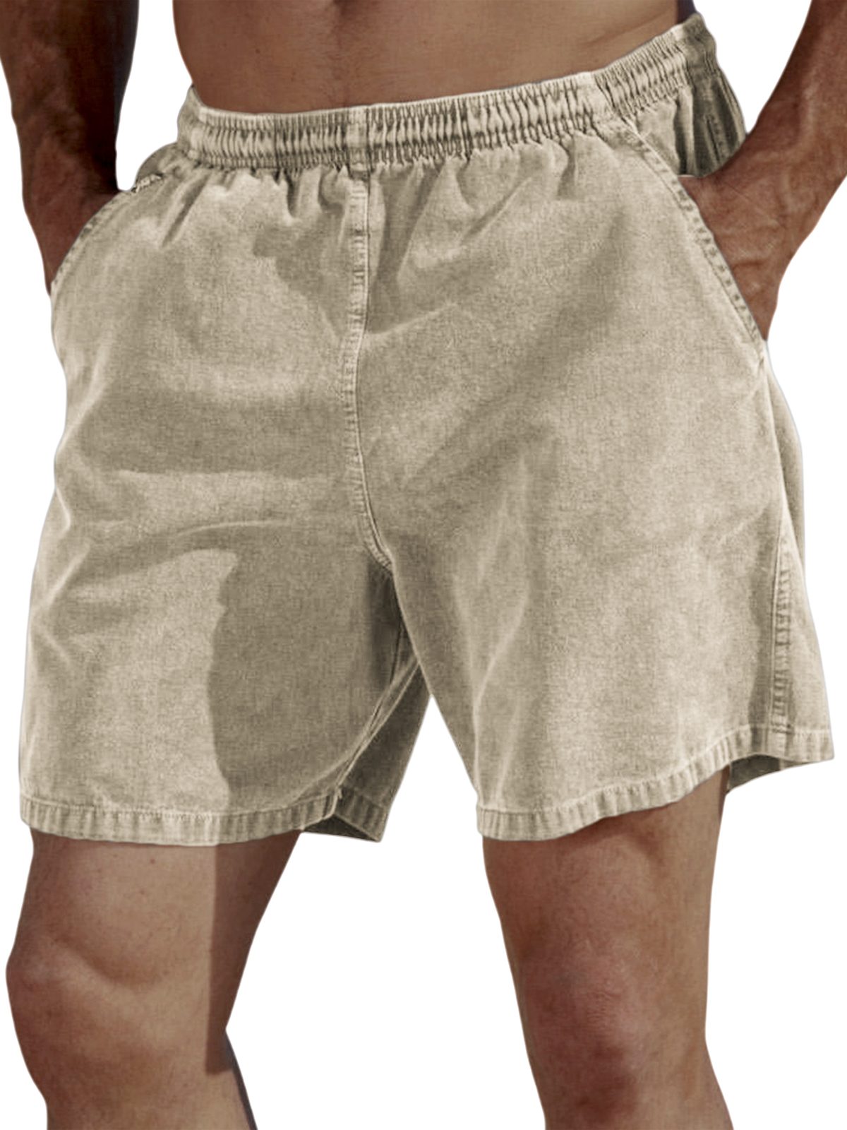 Men's Vintage Dyed Distressed Casual Beach Vacation Elastic Waist Shorts