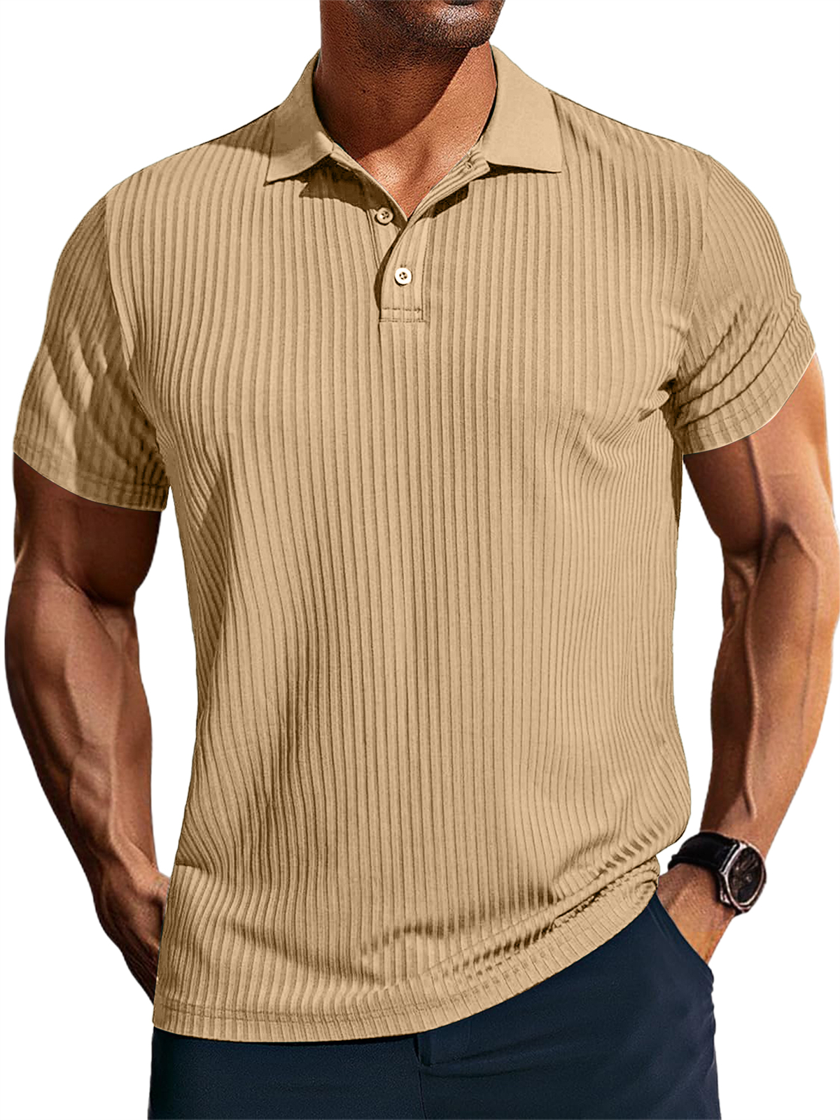 Men's Knitted Pit Jacquard Basic Simple Short-sleeved Polo Shir