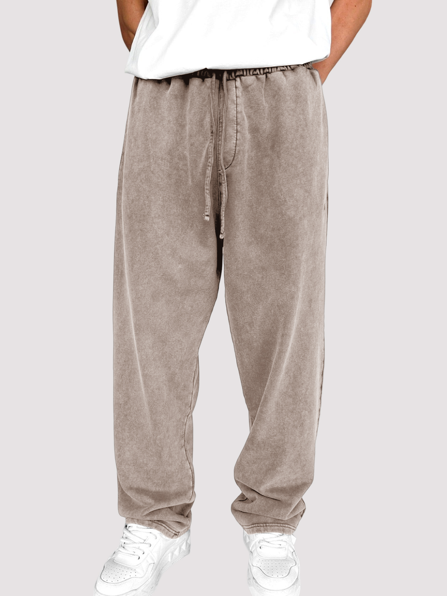 Men's Distressed Vintage Stylish Textured Washed Drawstring Trousers