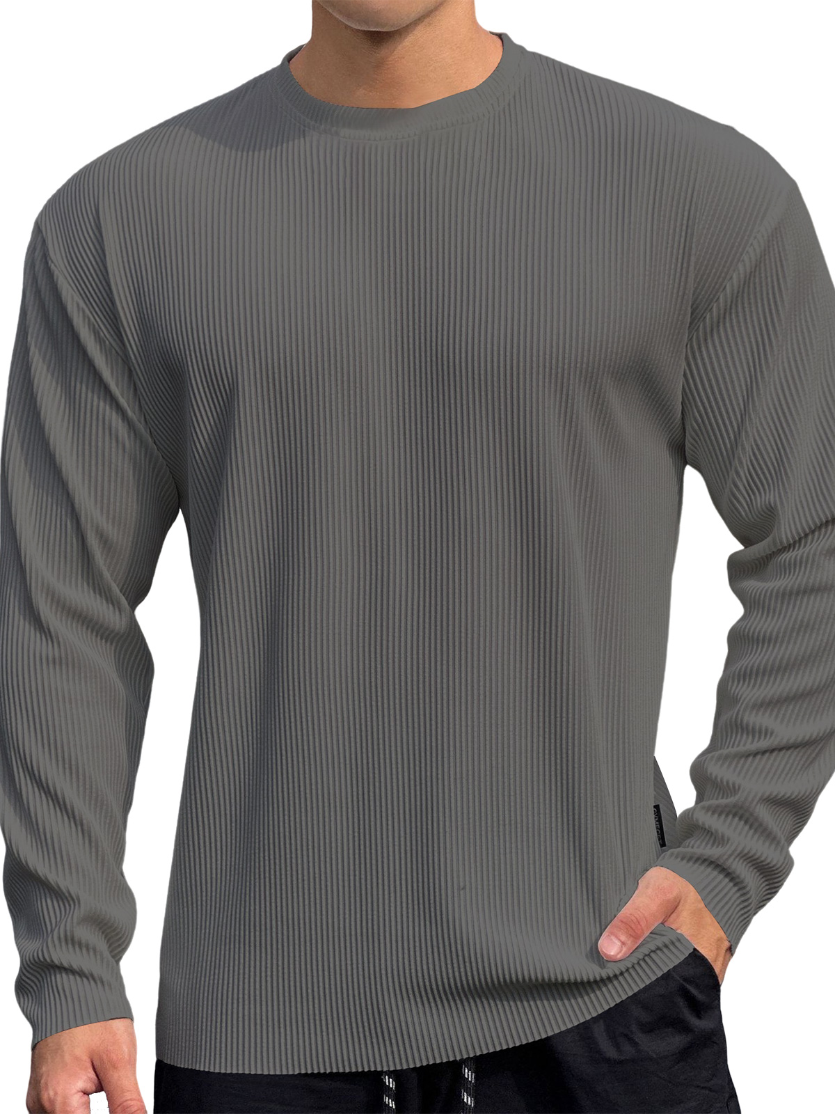 Men's Casual Round Neck Striped Loose Large Size T-Shirt