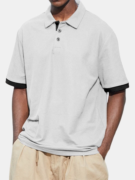 Men's Contrast Color Casual Daily Polo Shirt