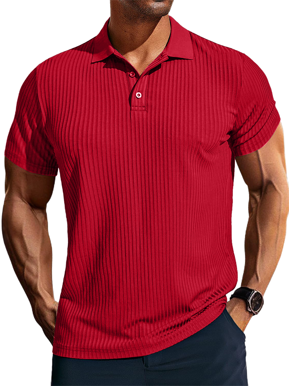 Men's Knitted Pit Jacquard Basic Simple Short-sleeved Polo Shir