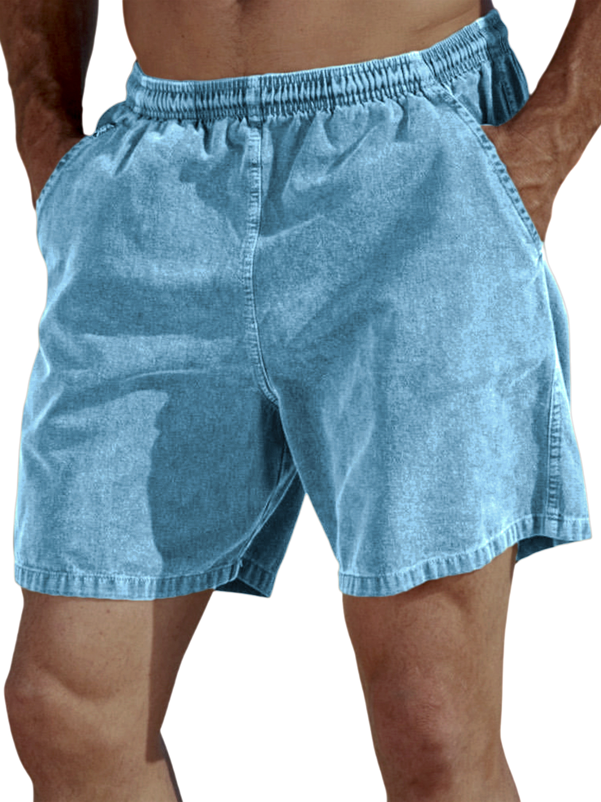 Men's Vintage Dyed Distressed Casual Beach Vacation Elastic Waist Shorts