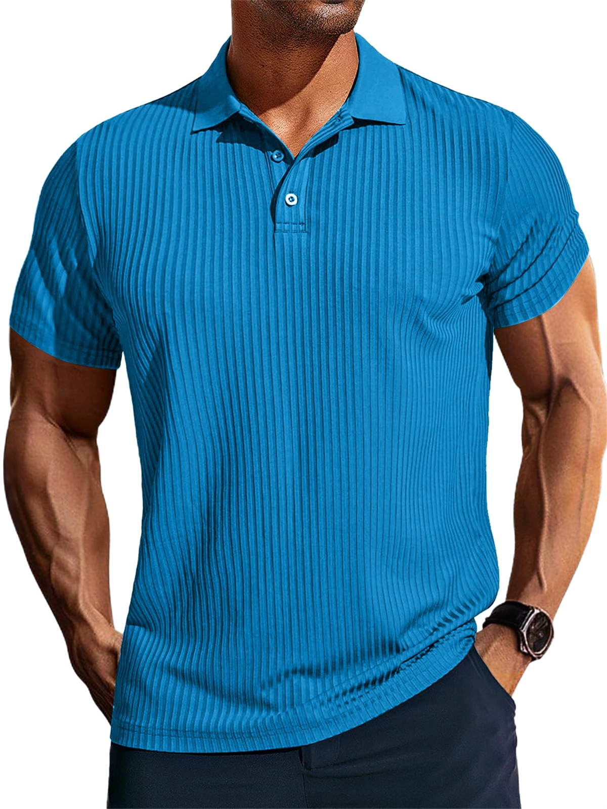 Men's Knitted Pit Jacquard Basic Simple Short-sleeved Polo Shir