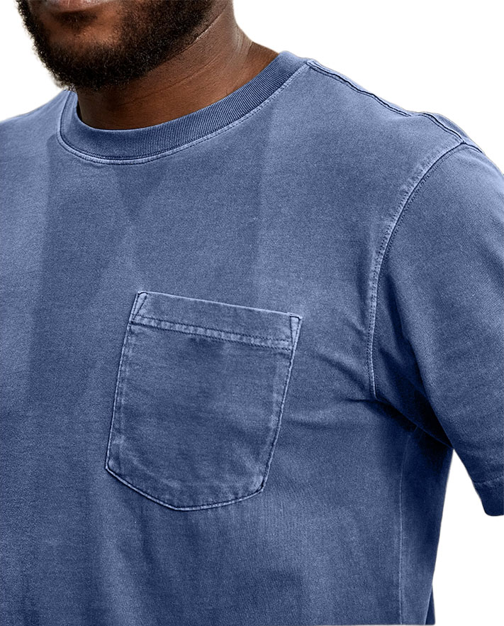 Men's Retro Distressed Washed Pocket Short-sleeved T-shirt