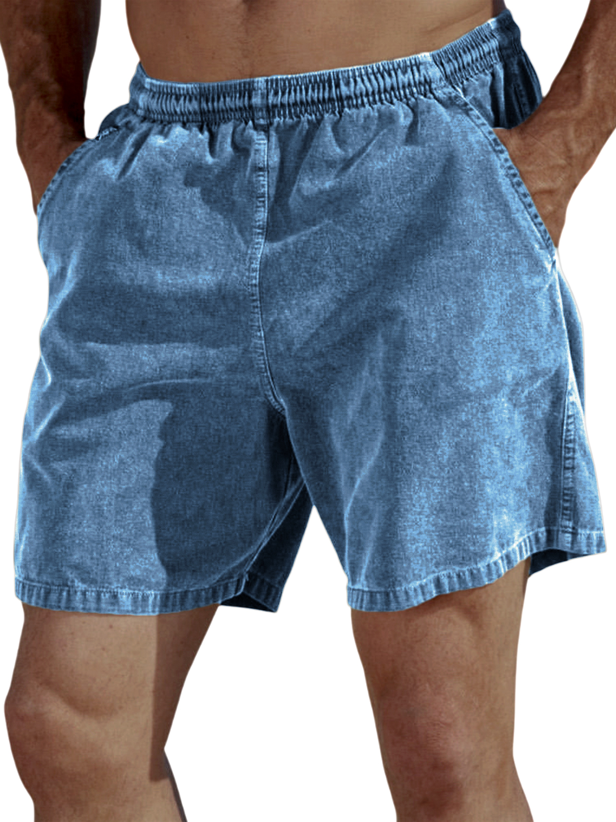 Men's Vintage Dyed Distressed Casual Beach Vacation Elastic Waist Shorts