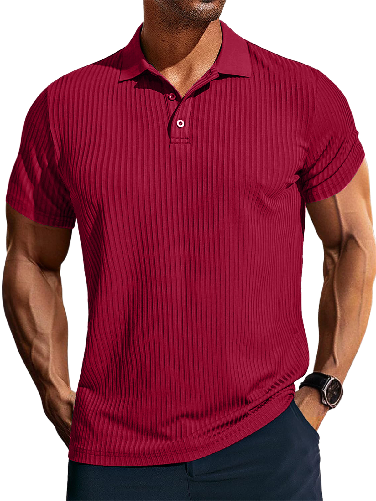 Men's Knitted Pit Jacquard Basic Simple Short-sleeved Polo Shir