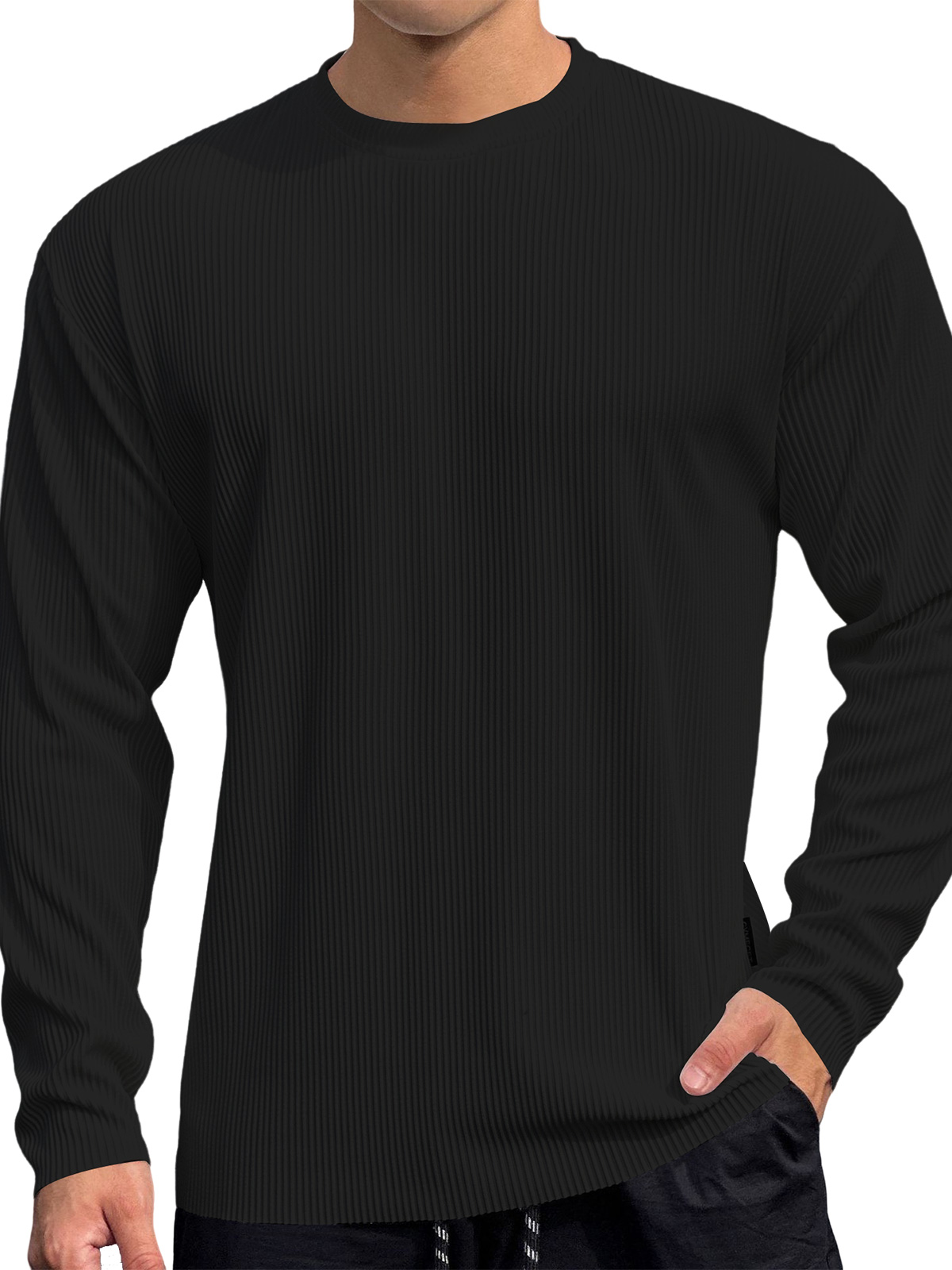 Men's Casual Round Neck Striped Loose Large Size T-Shirt