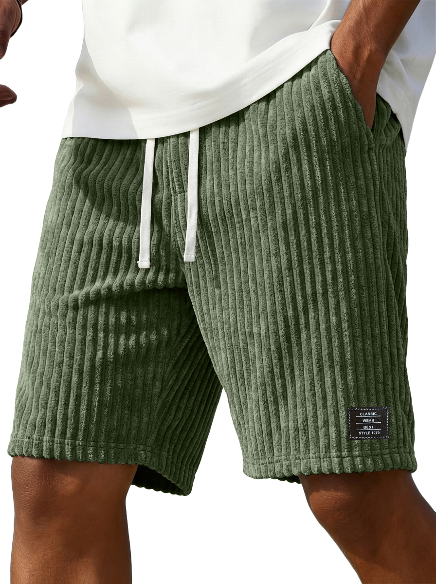 Men's Stylish Corduroy Shorts with Embroidered Logo