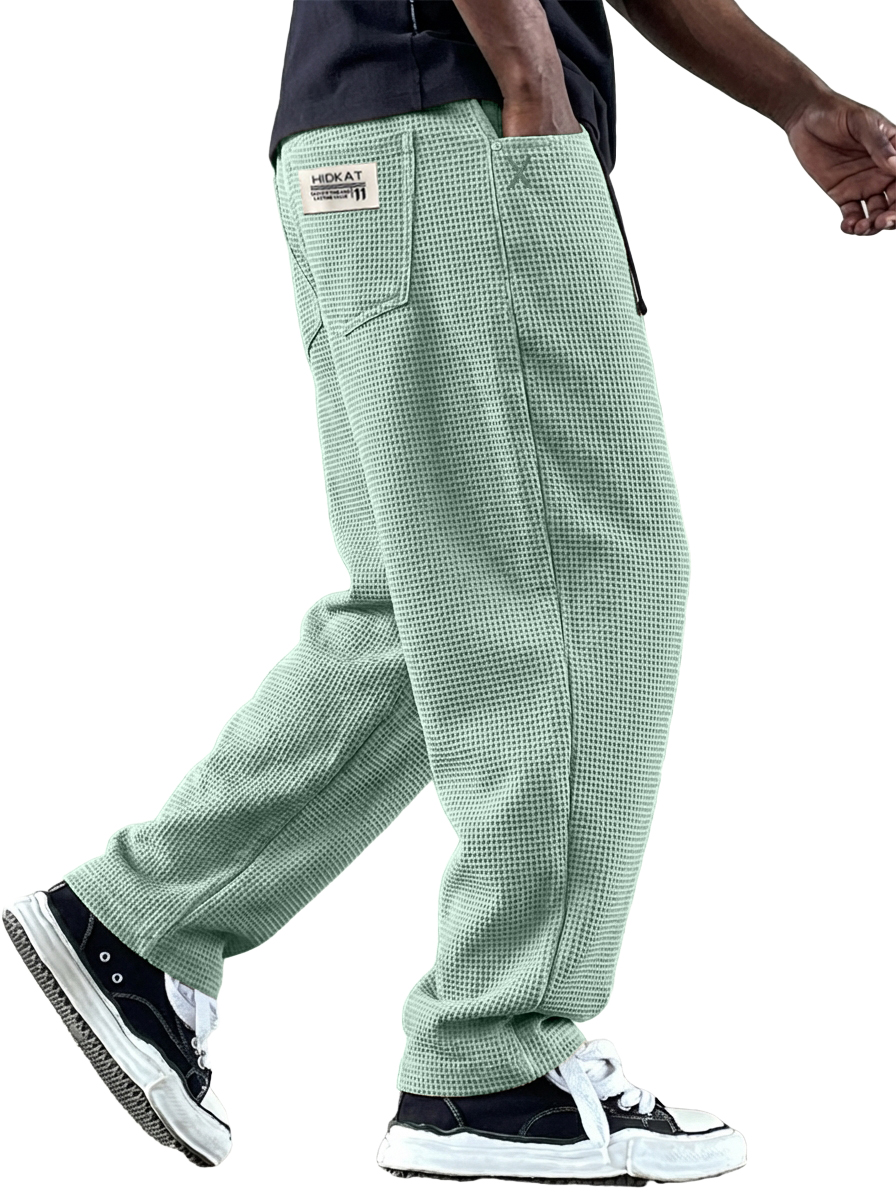 Men's Vintage Casual Multi-Pocket Waffle Fabric Trousers