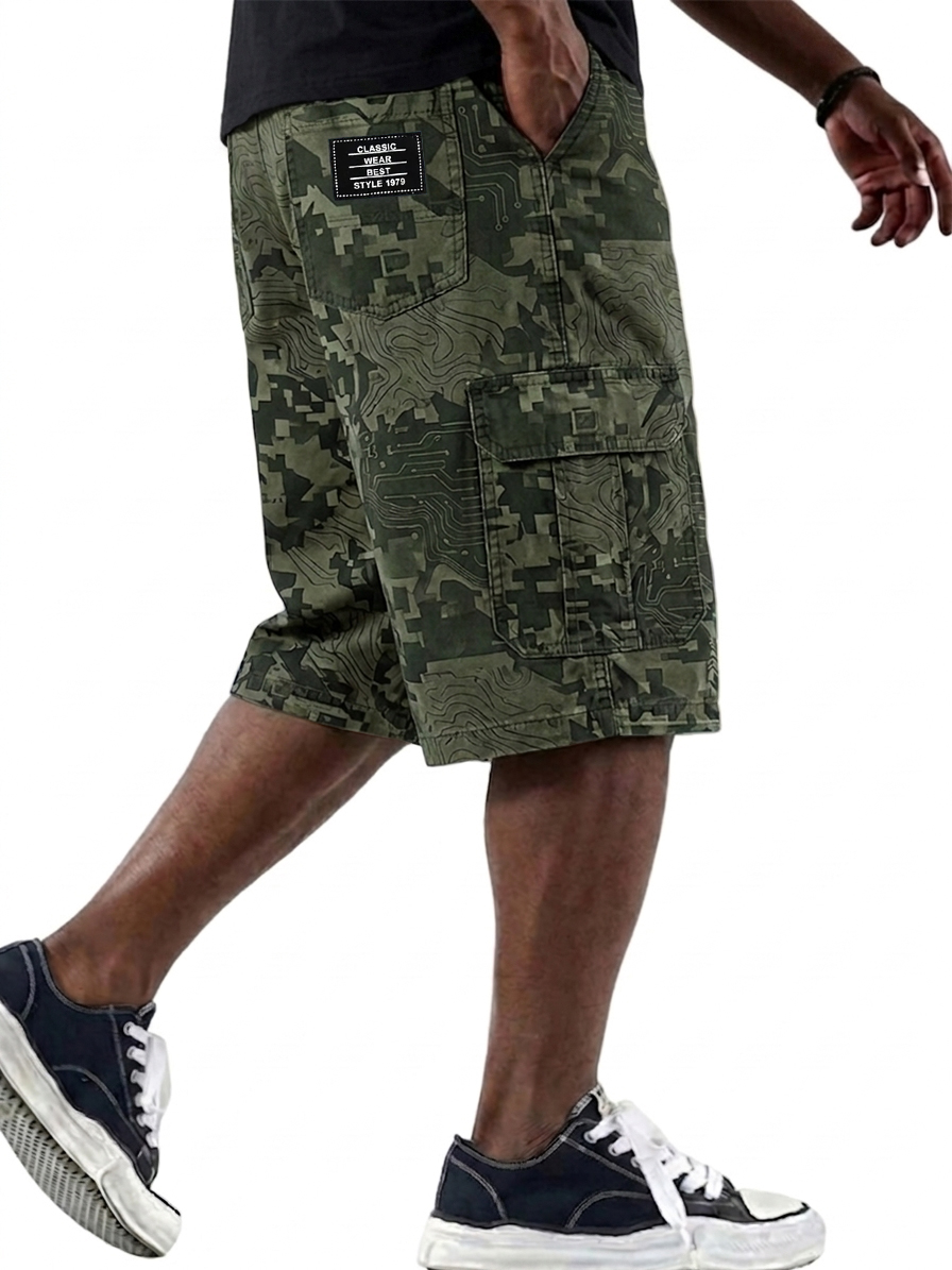 Digital Camouflage Cargo Basic Shorts