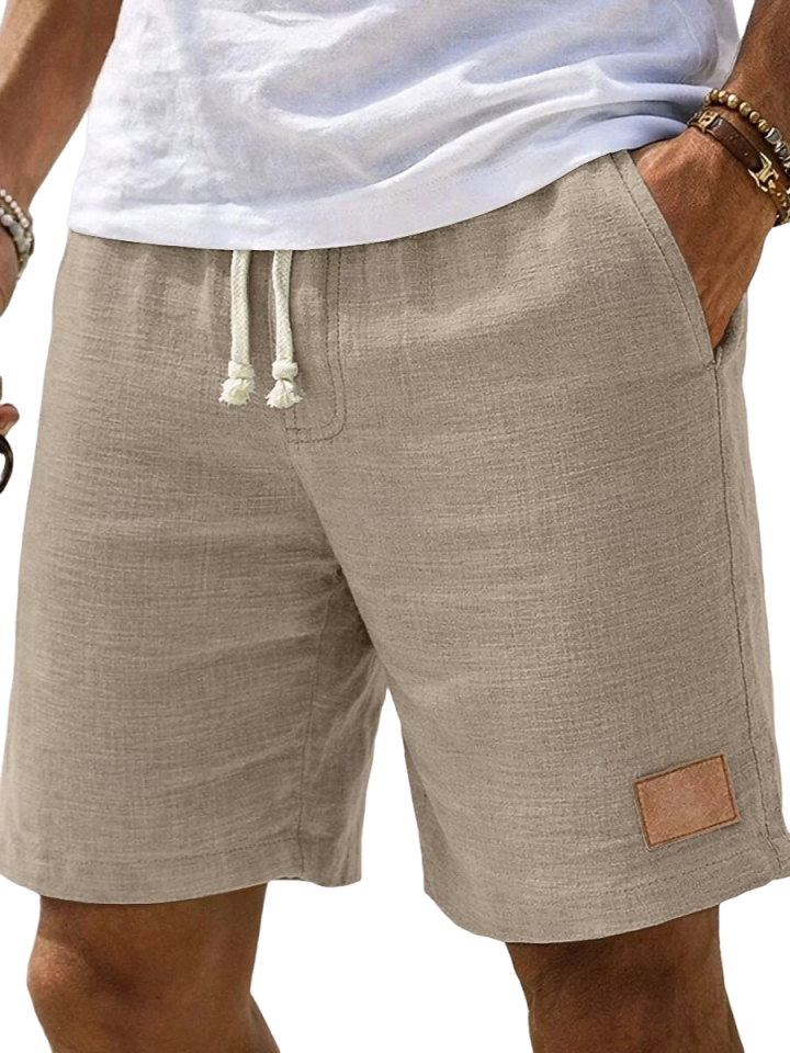 Men's Breathable Textured Summer Shorts with Embroidered Label