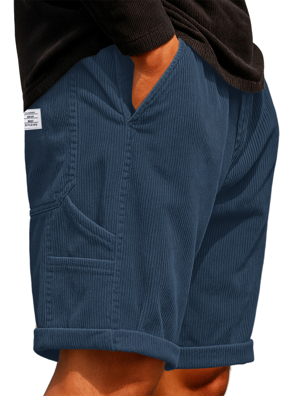 Men's Practical Multi-Pocket Cargo Shorts Corduroy Embroidered Logo Stylish Loose Everyday Shorts