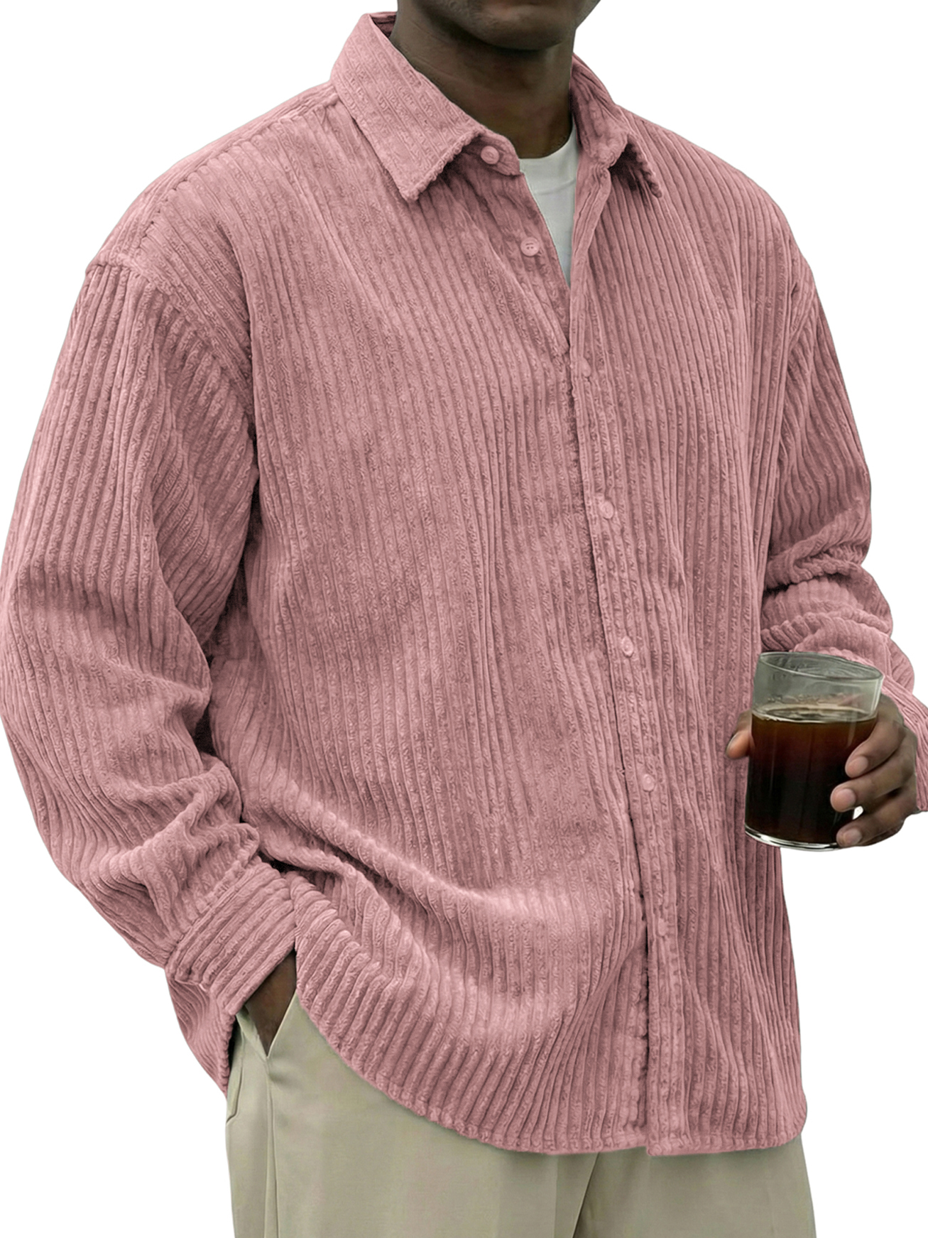 Men's Urban Casual Stylish Corduroy Textured Long-Sleeve Shirt