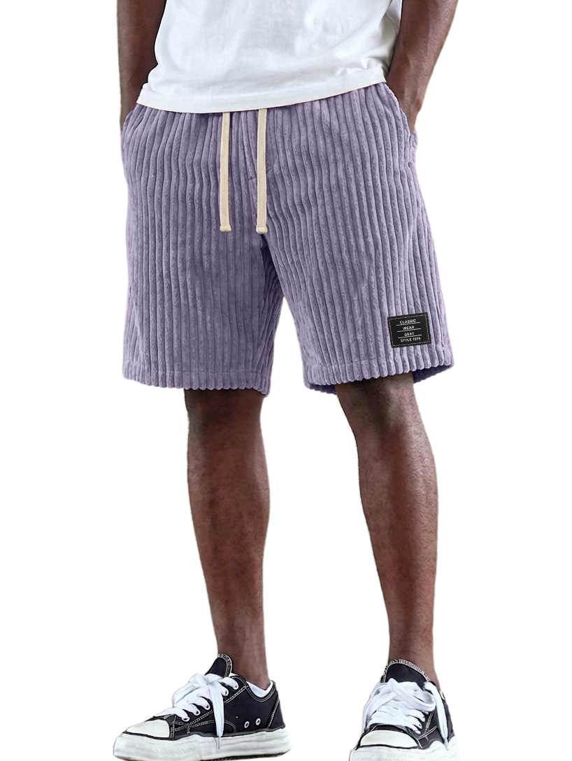 Retro Fashion Corduroy Logo Embroidered Comfortable Shorts