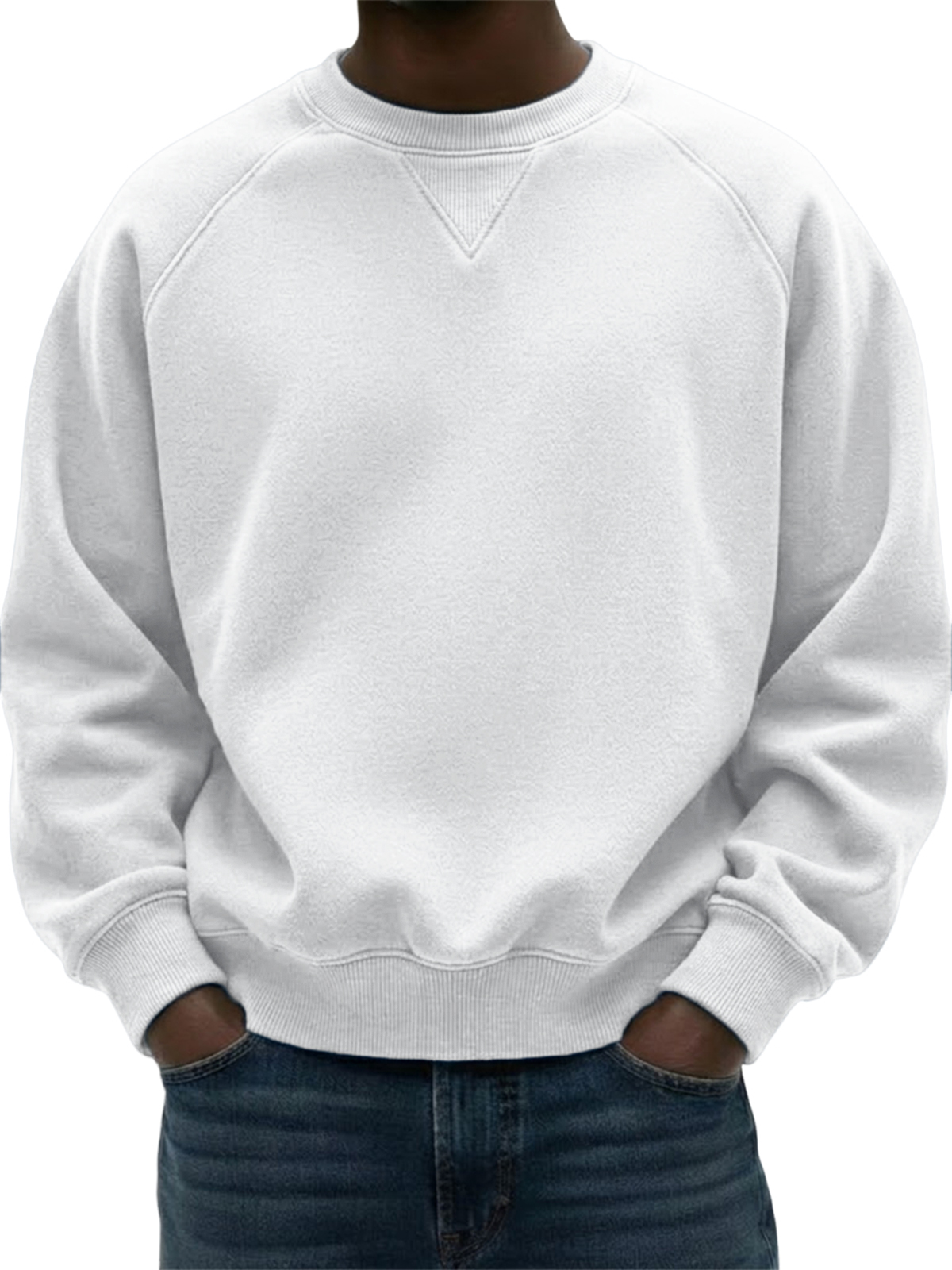 Mokaloha-Men's Heavyweight Basic Patchwork Pullover Crew Neck Sweatshirt