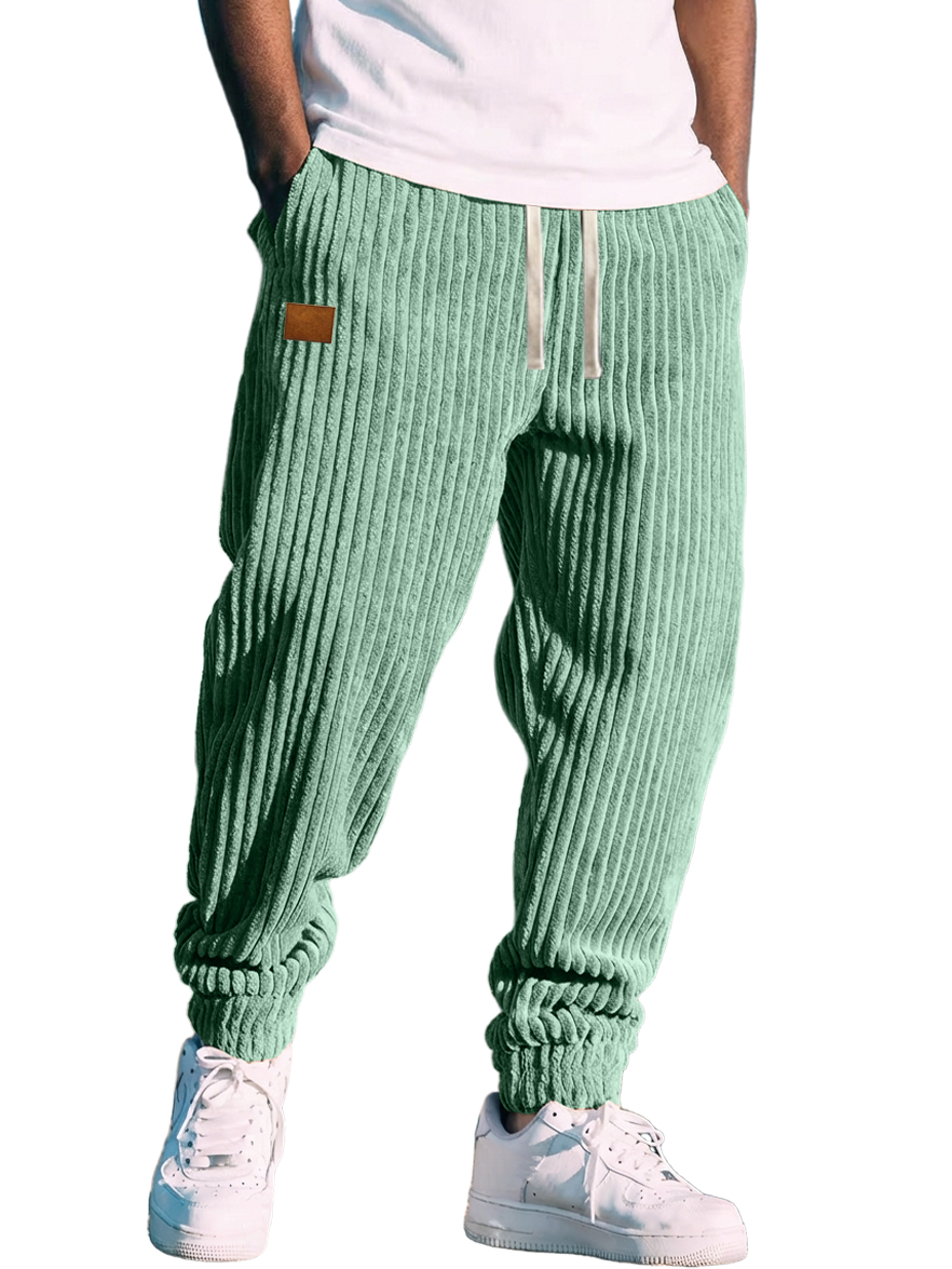 Men's Retro Corduroy Logo Striped Jogger Pants