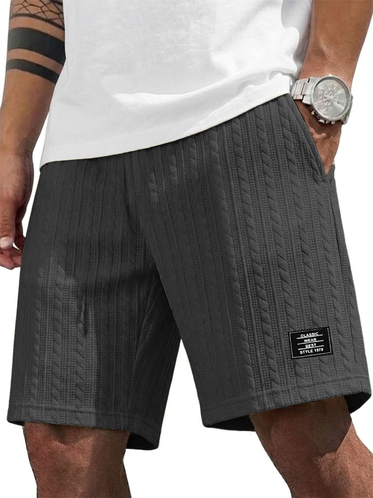 Men's Simple Striped Jacquard Fashion Casual Shorts