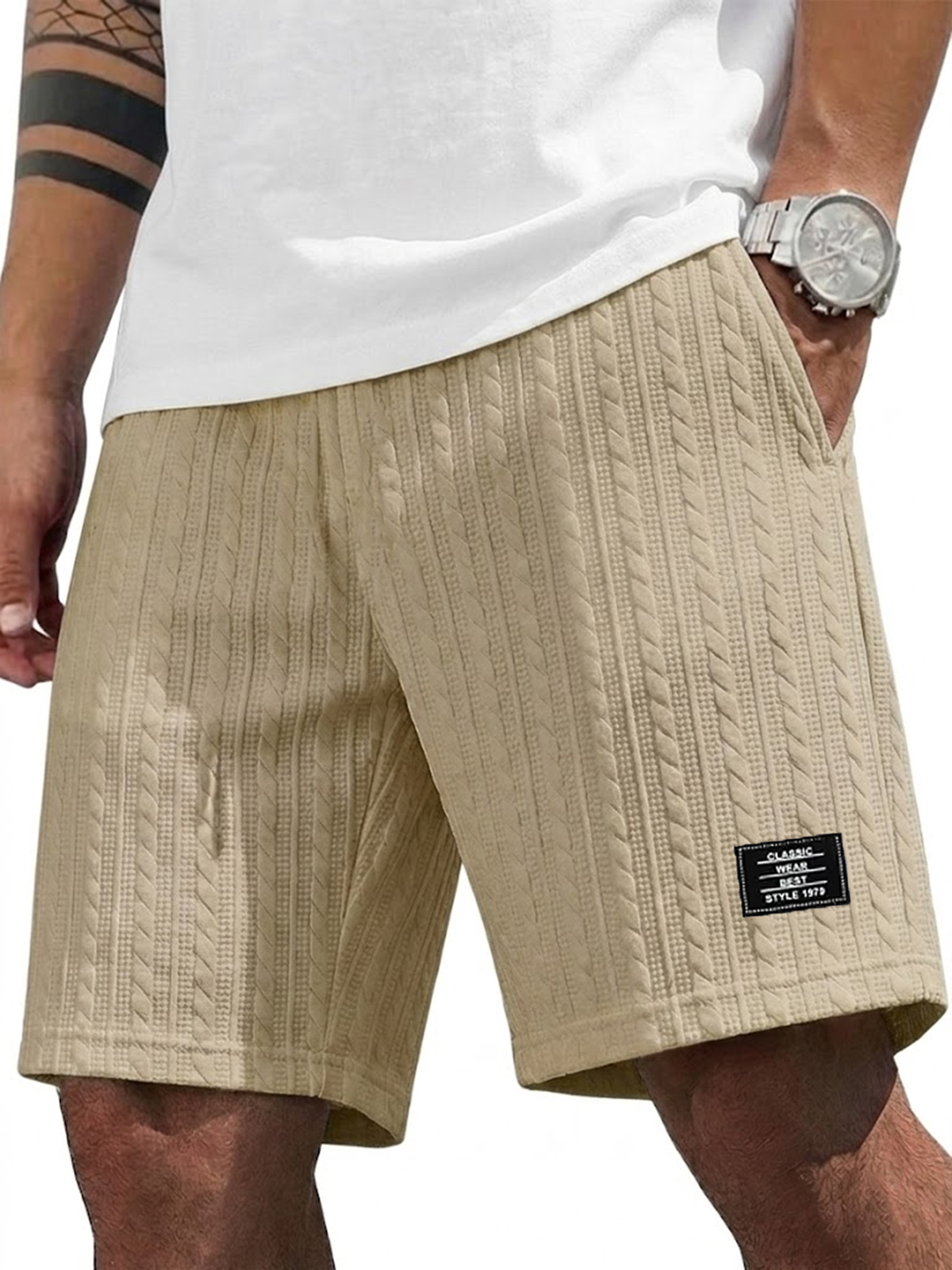 Men's Simple Striped Jacquard Fashion Casual Shorts