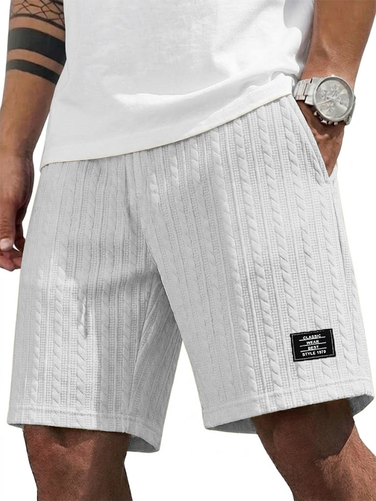 Men's Simple Striped Jacquard Fashion Casual Shorts