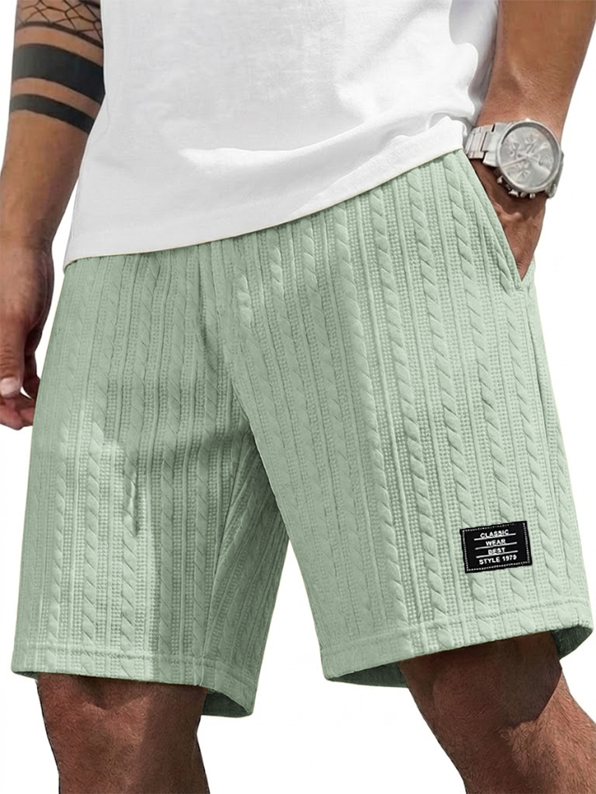 Men's Simple Striped Jacquard Fashion Casual Shorts