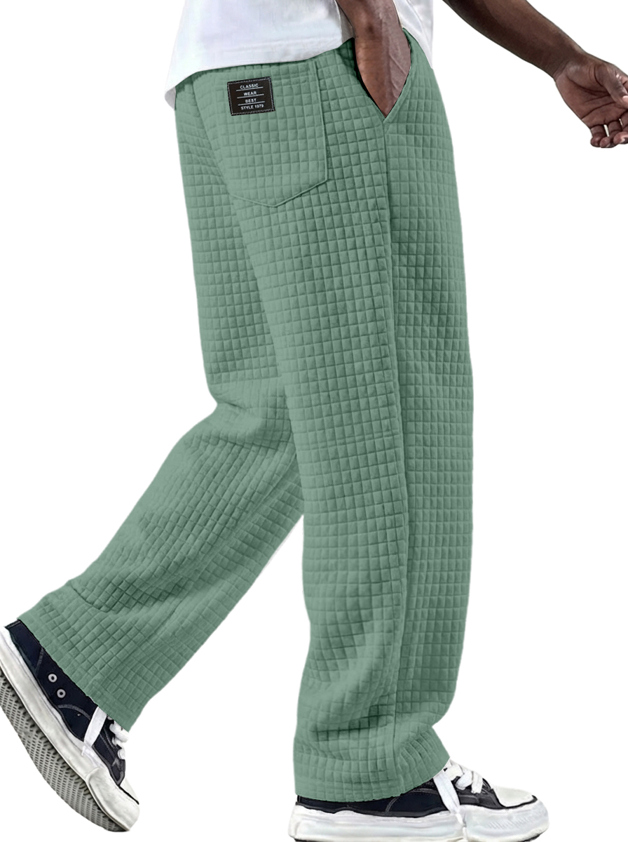 Men's Vintage Waffle-knit Fabric Logo Multi-pocket Knitted Pants