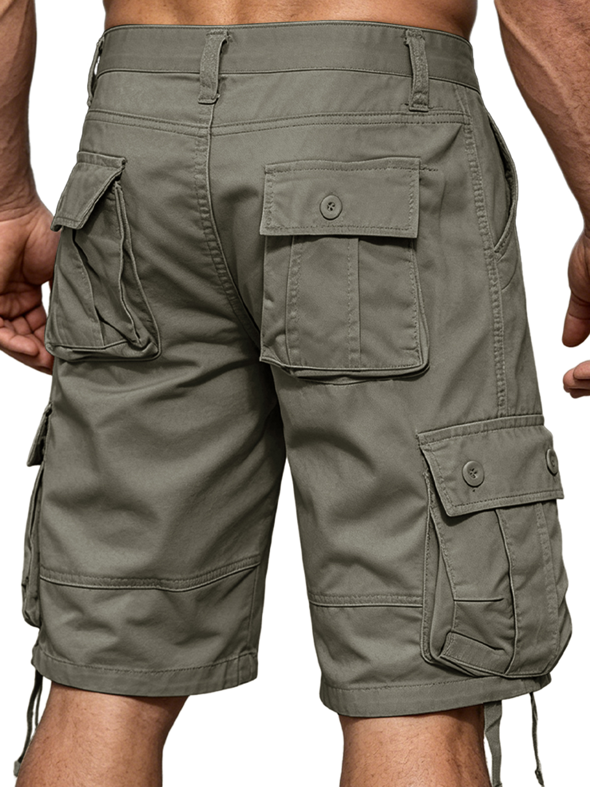 100% Cotton Basic Multi-Pocket Cargo Shorts
