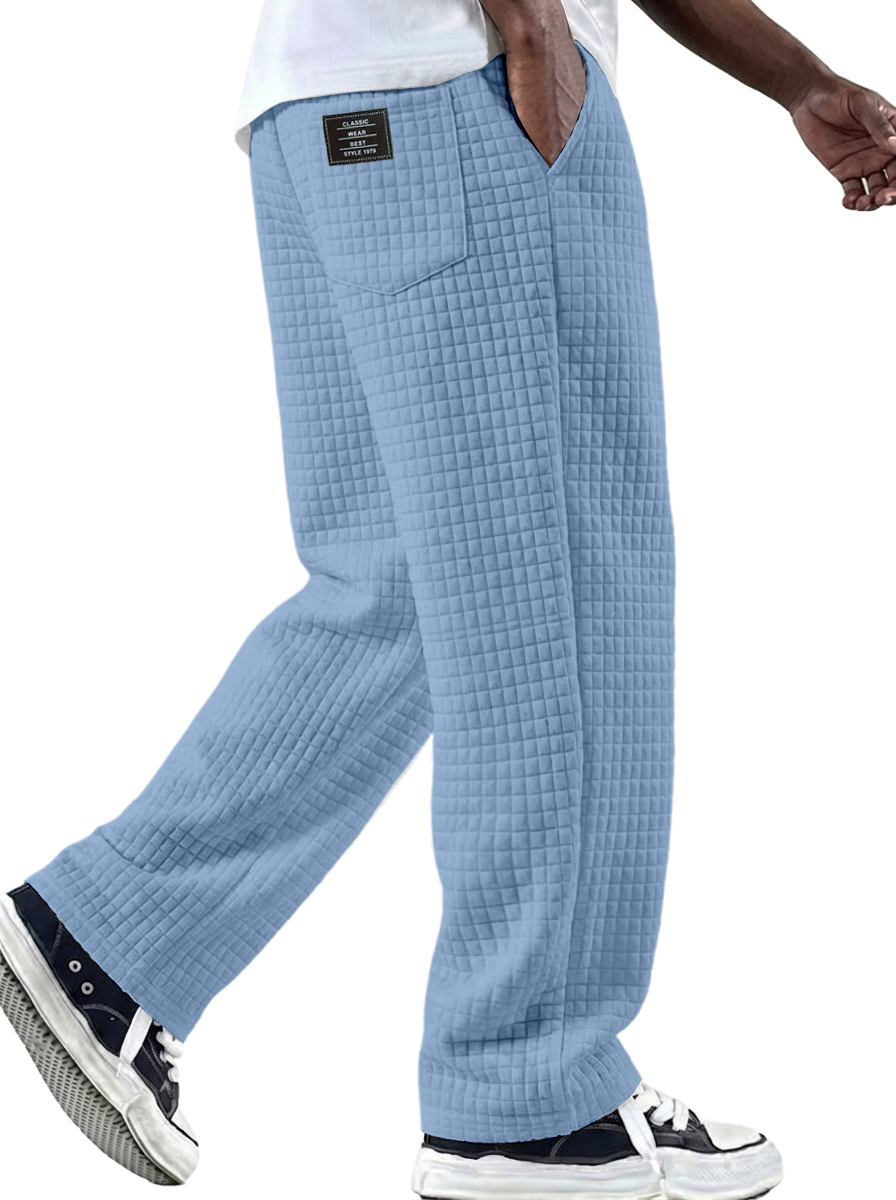 Men's Vintage Waffle-knit Fabric Logo Multi-pocket Knitted Pants