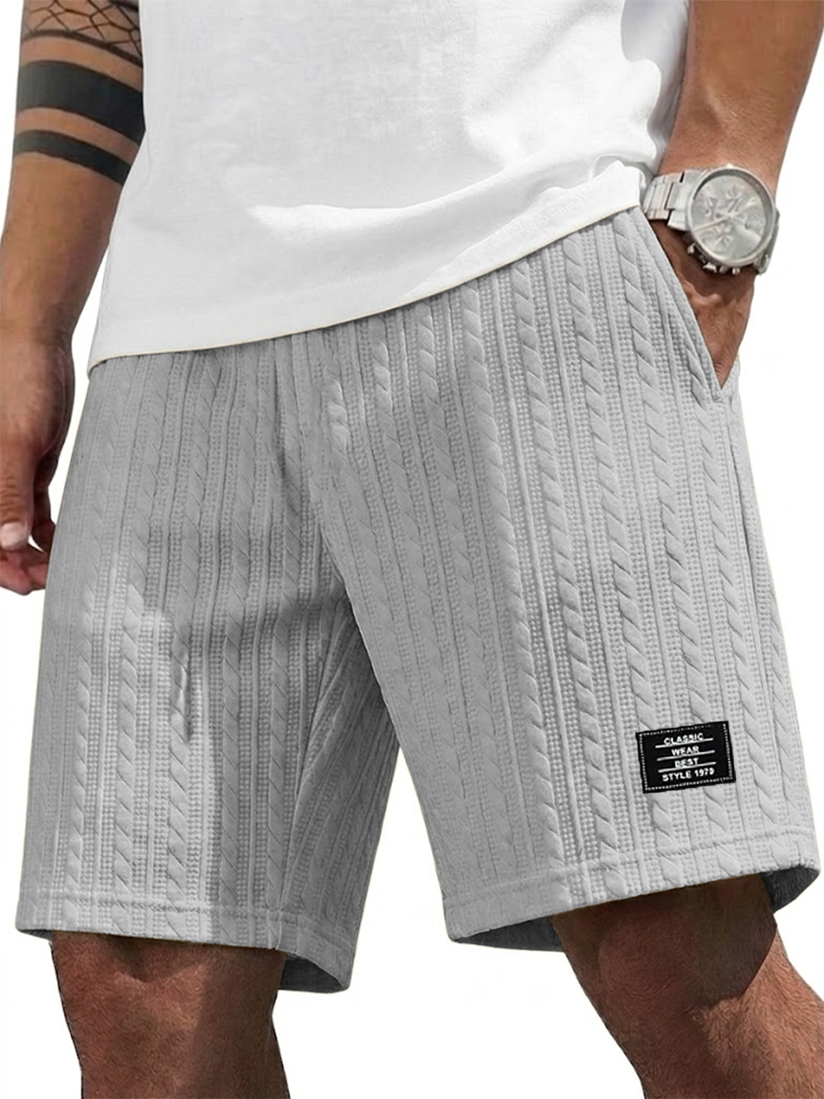 Men's Simple Striped Jacquard Fashion Casual Shorts