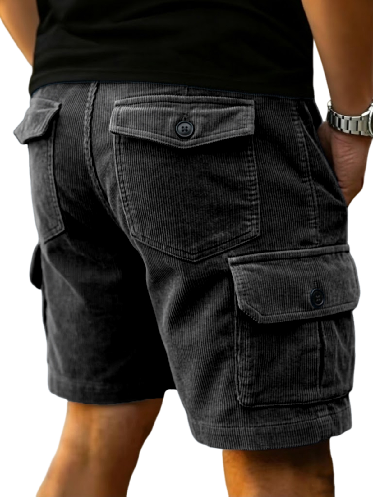 Cord Practical Casual Multi-pocket Shorts