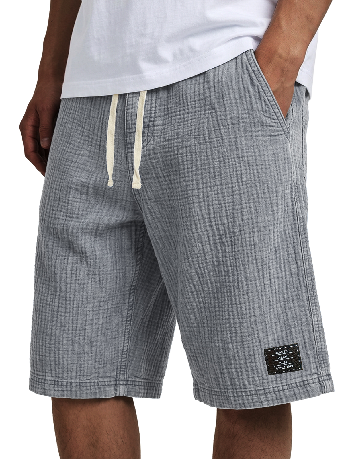 Men's Casual Loose Textured 100% Cotton Shorts