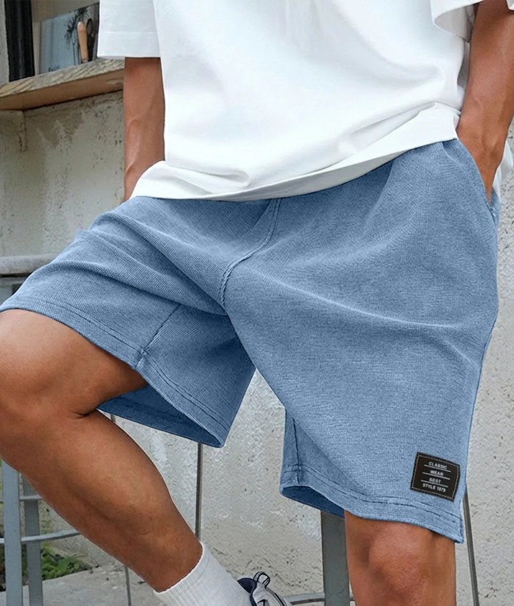 Men's Vintage Distressed & Washed Casual Shorts with Embroidered Logo