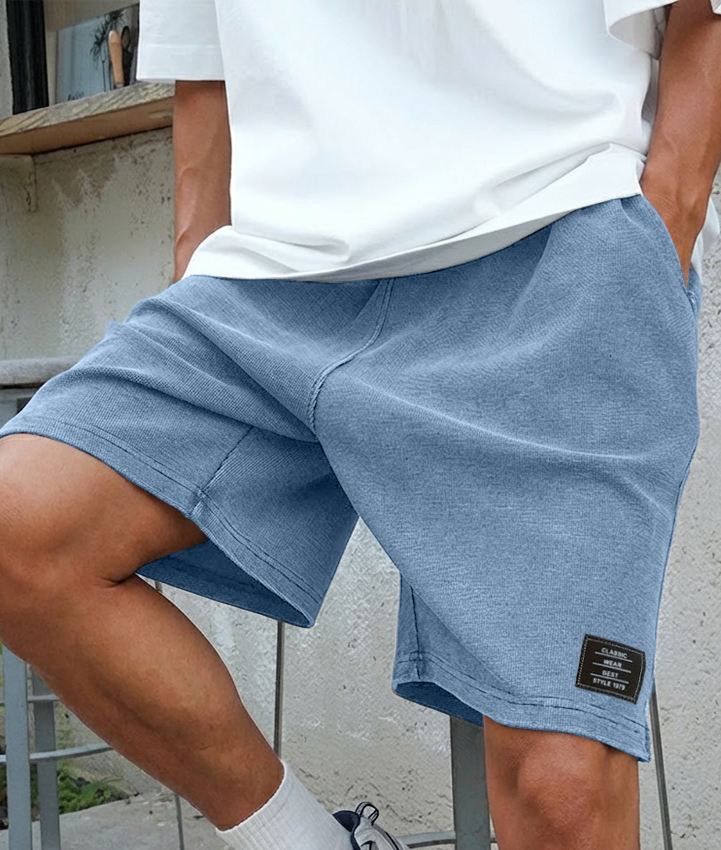 Men's Vintage Distressed & Washed Casual Shorts with Embroidered Logo