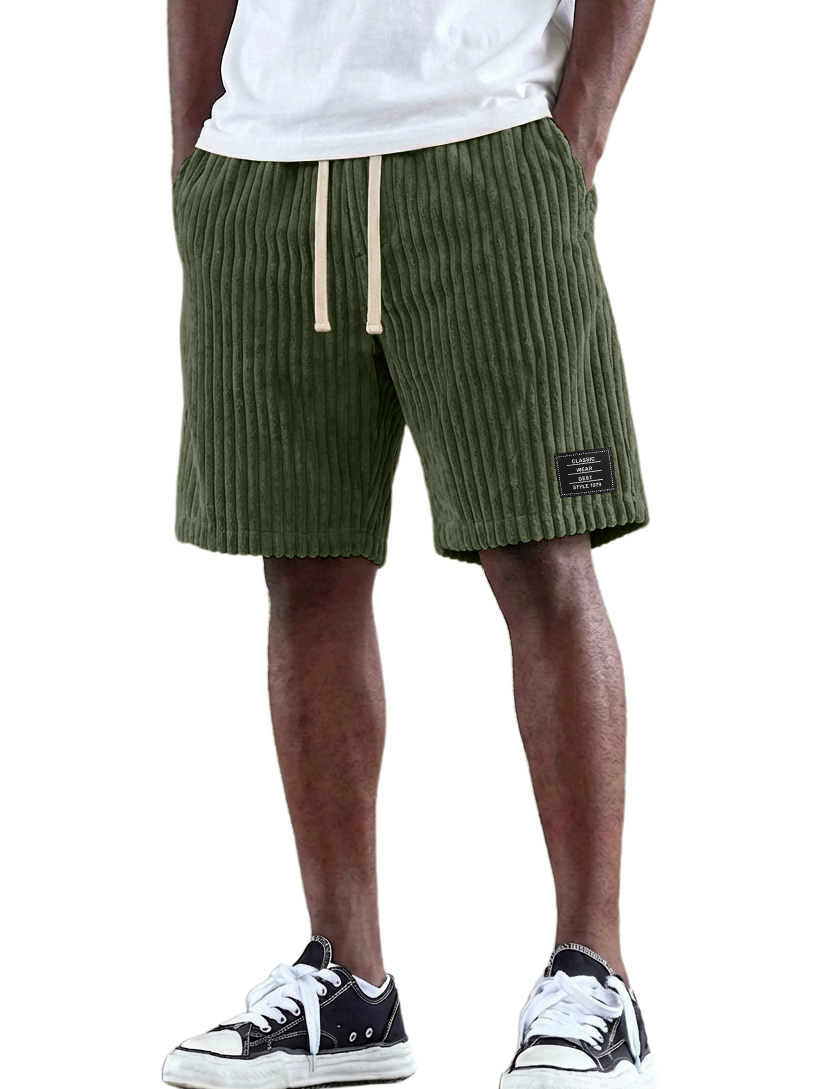 Retro Fashion Corduroy Logo Embroidered Comfortable Shorts