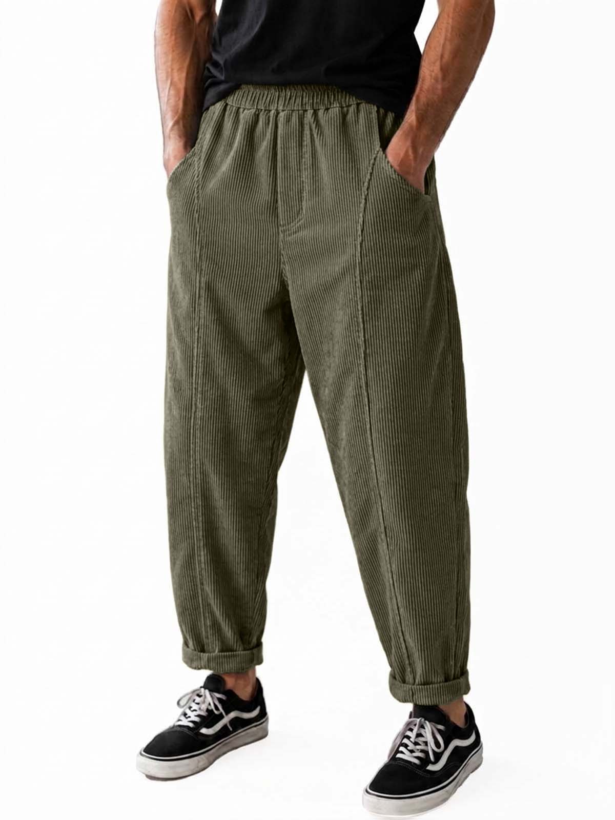 Men's Retro Corduroy Curved Casual Trousers