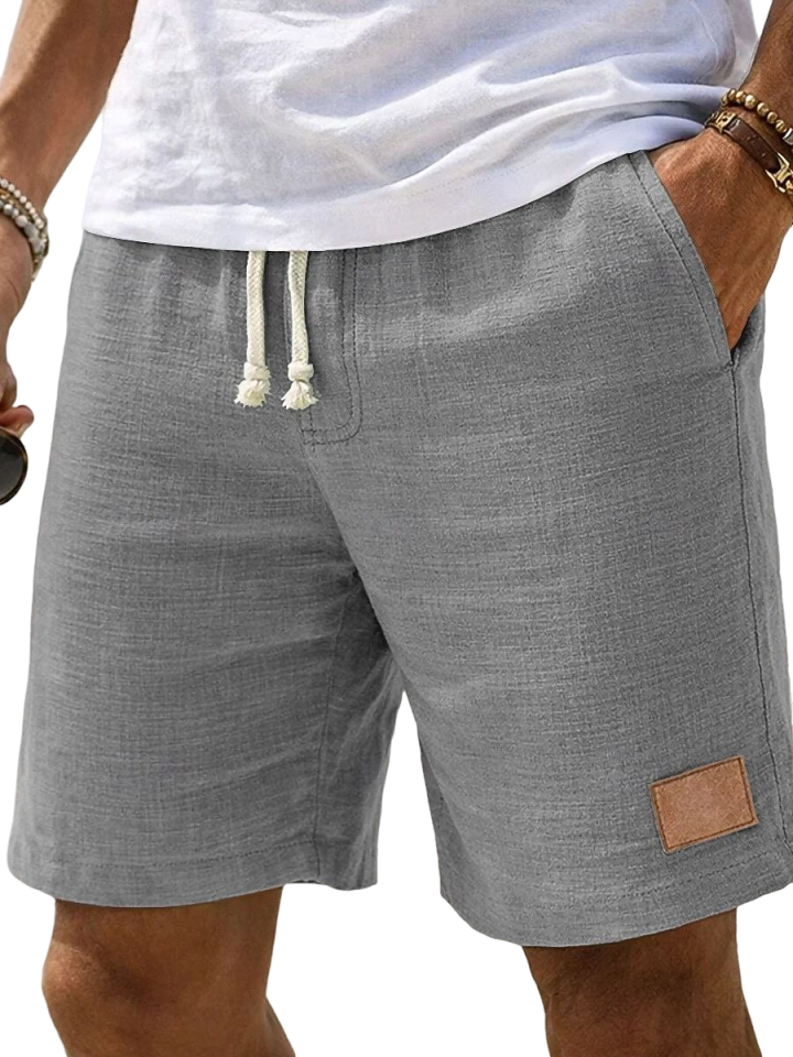 Men's Breathable Textured Summer Shorts with Embroidered Label