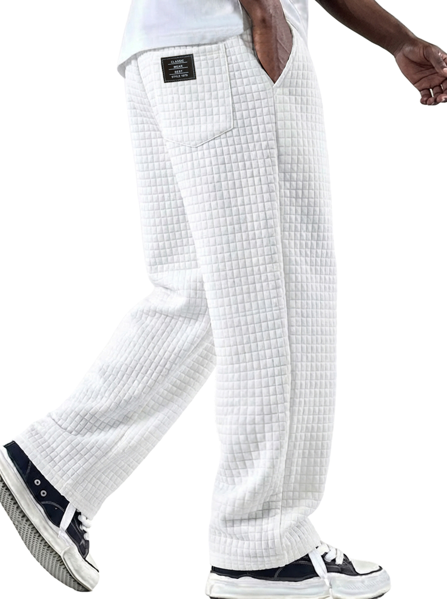 Men's Vintage Waffle-knit Fabric Logo Multi-pocket Knitted Pants