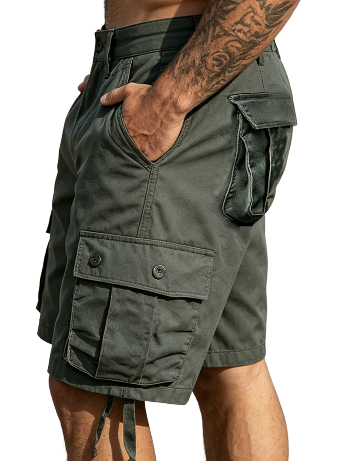 100% Cotton Basic Multi-Pocket Cargo Shorts