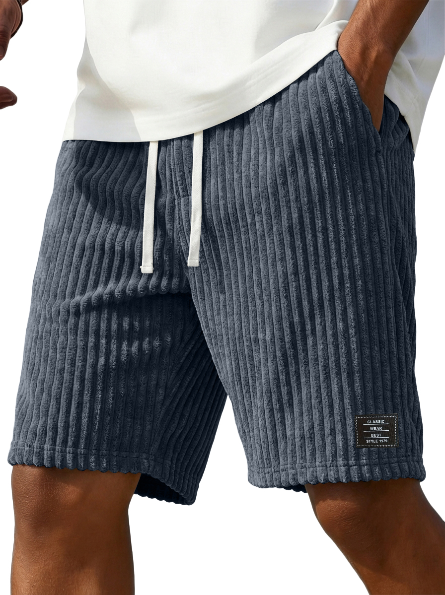 Men's Stylish Corduroy Shorts with Embroidered Logo