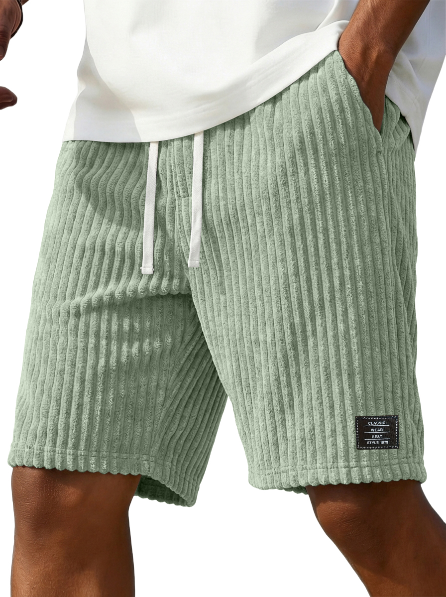 Men's Stylish Corduroy Shorts with Embroidered Logo