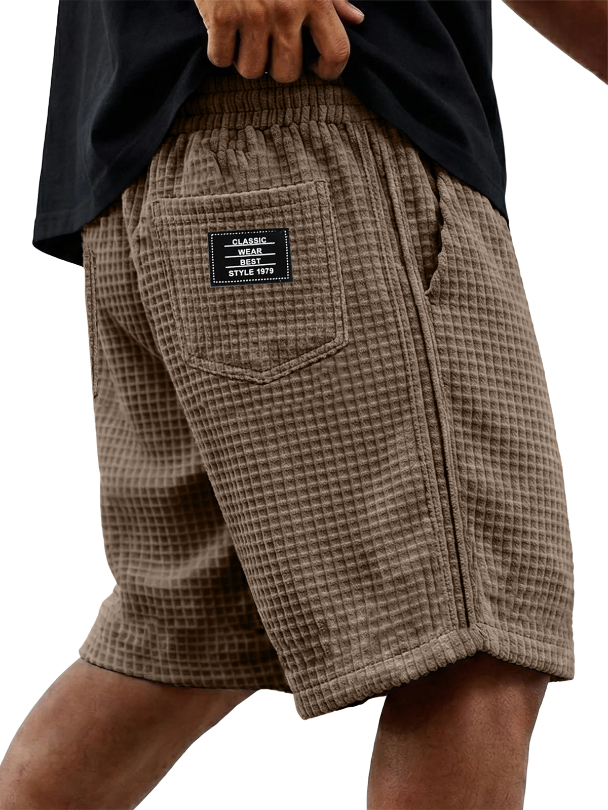 Men's Basic Casual Comfortable Waffle Knit Multi Pocket Shorts