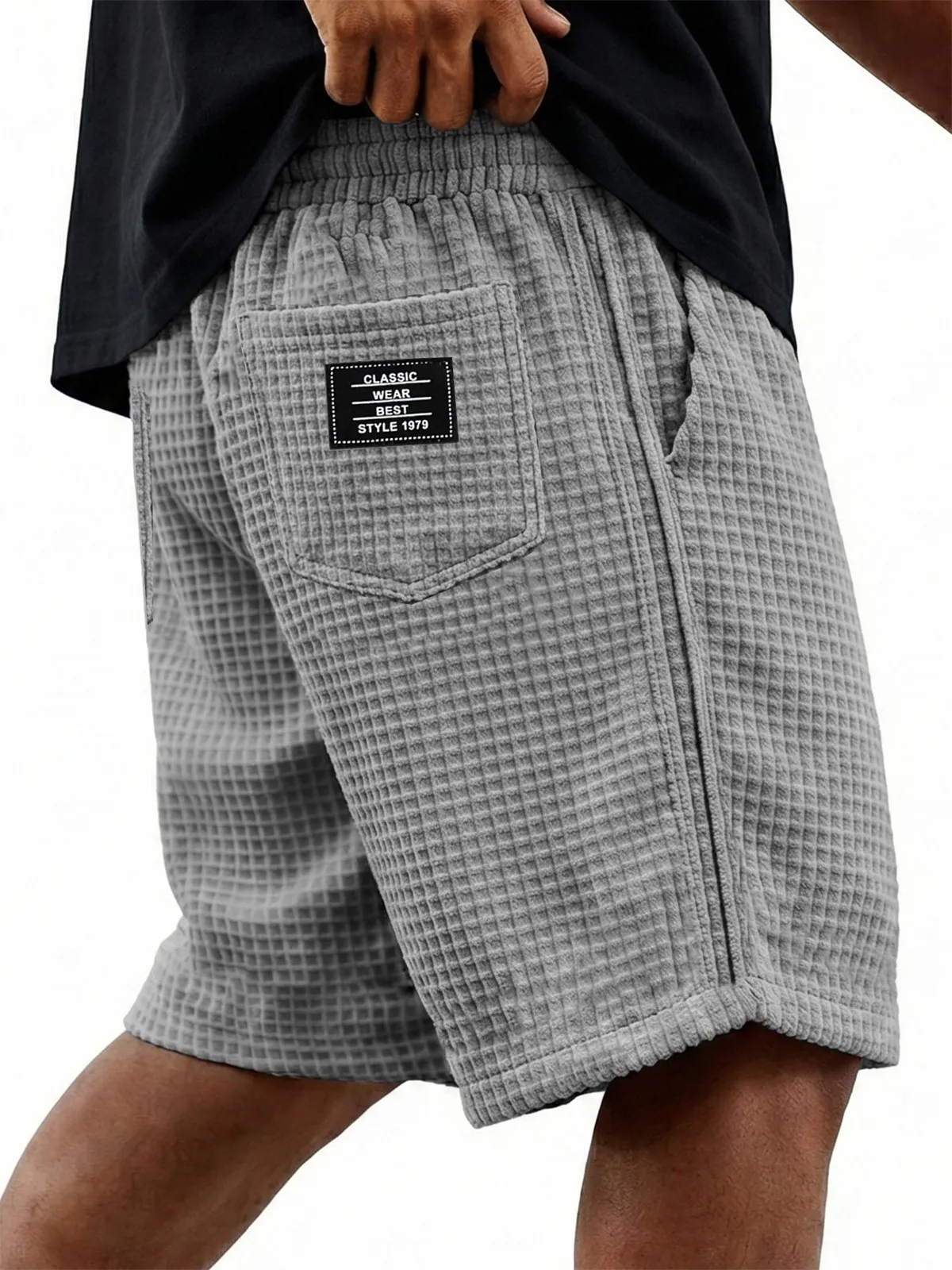 Men's Basic Casual Comfortable Waffle Knit Multi Pocket Shorts