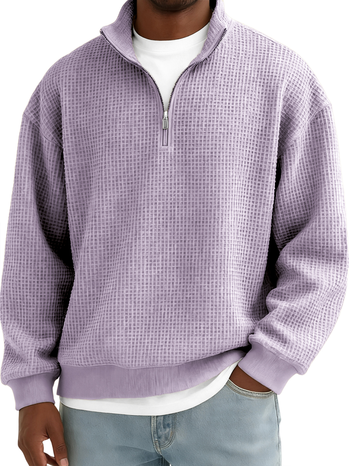 Men's Quarter-zip Breathable Waffle Pullover