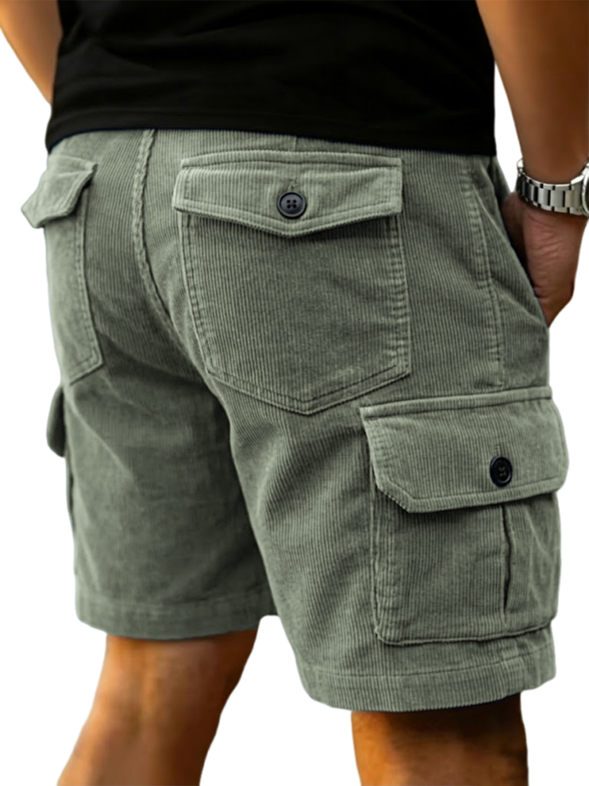 Cord Practical Casual Multi-pocket Shorts