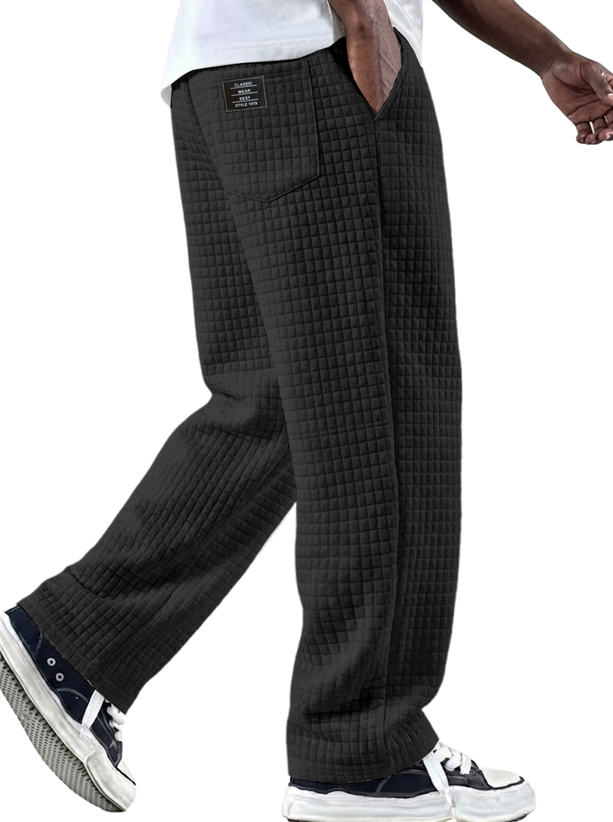 Men's Vintage Waffle-knit Fabric Logo Multi-pocket Knitted Pants
