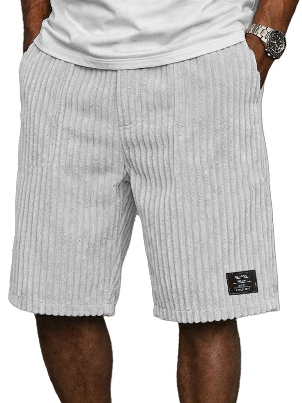 Men's Retro Corduroy Embroidered Logo Loose-fitting Shorts