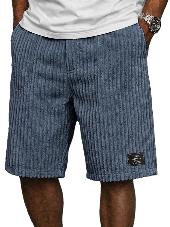 Men's Retro Corduroy Embroidered Logo Loose-fitting Shorts