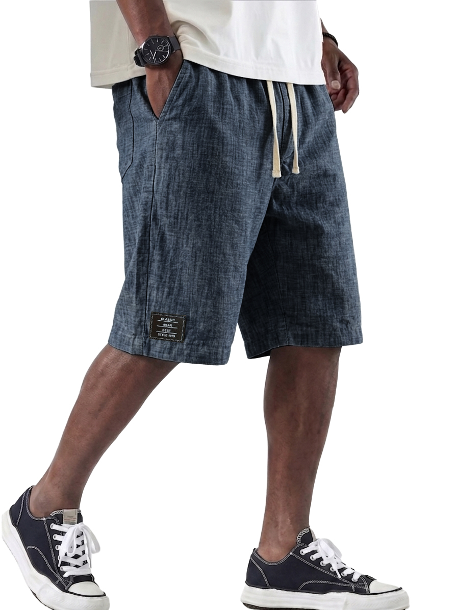 Men's Linen Casual Elastic Waist Multi Pocket Shorts