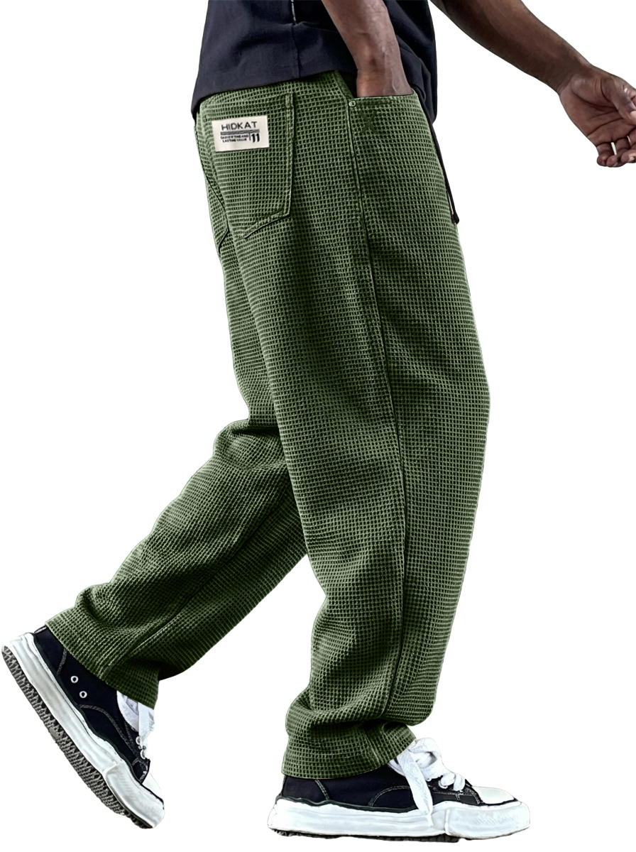 Men's Vintage Casual Multi-Pocket Waffle Fabric Trousers